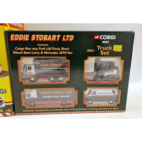 503 - Two Corgi Eddie Stobart diecast model sets to include Eddie Stobart LTD TY87701 Mega Depot with Tech... 