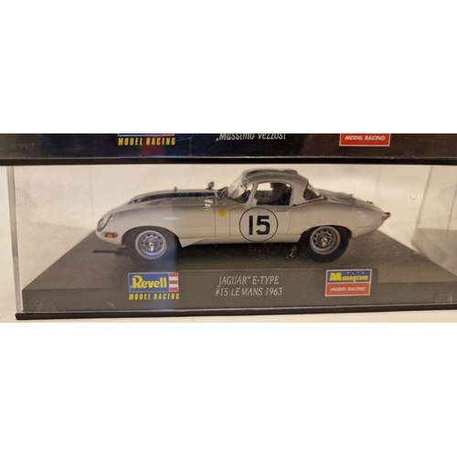 536 - Five cased Revell/Monogram model racing slot cars to include Shelby Cobra Daytona Coupe #13 Daytona ... 