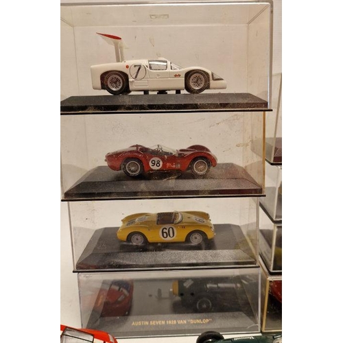 559 - Collection of cased and cased  plastic and diecast model cars and slot cars to include Ixo Ferrari 1... 