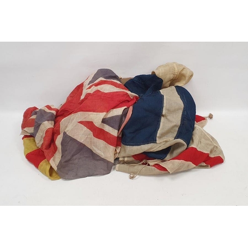 92 - Large Union Jack flag, a WRNS sailors cap, badges, buttons, an embroidered armorial crest to L/Wren ... 