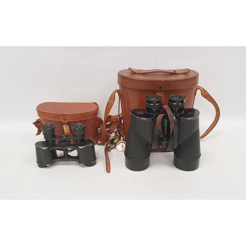 99 - Pair of Bausch & Lomb binoculars dated 1942, Rochester, USA, in fitted leather case, another pair of... 