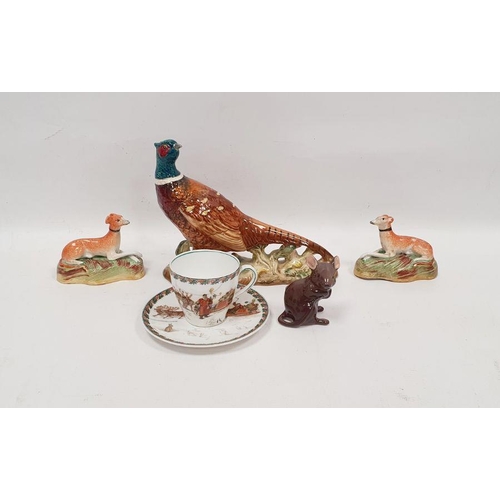 1 - Beswick pottery model of a pheasant naturalistically modelled on rocky ground, 18cm wide, a Royal Do... 