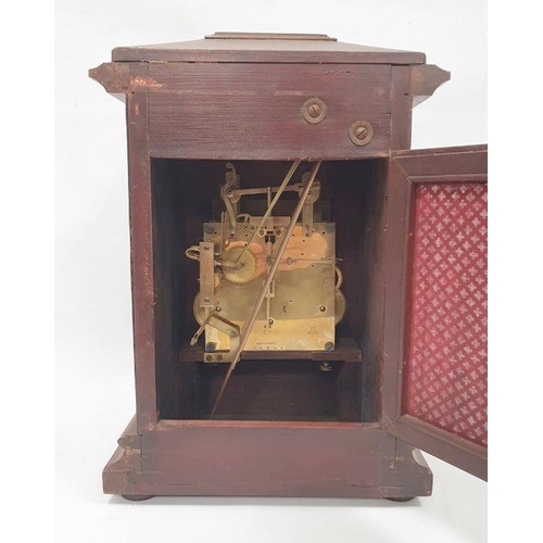 1000 - Bracket-type clock in mahogany case, on bun feet, the brass rectangular dial with Arabic numerals wi... 