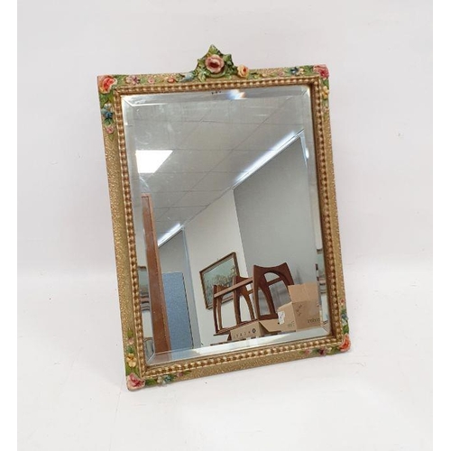 105 - Square-framed barbola bevelled edge mirror