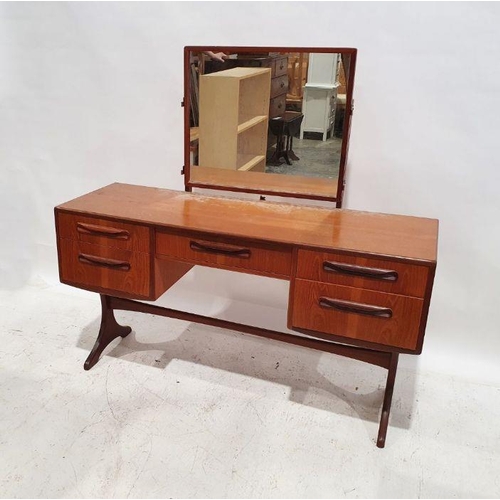 1064 - Mid-century G-Plan Fresco Range dressing table with mirrored superstructure above five assorted draw... 