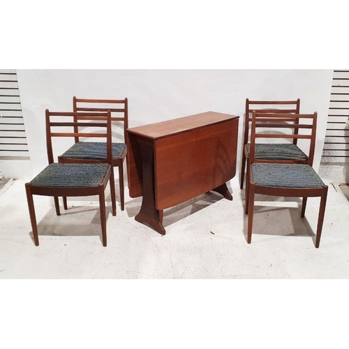 1065 - Mid-century modern teak drop-leaf table and four mid-century modern ladderback boardroom chairs (5)