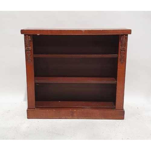 1078 - Late 19th century mahogany open bookcase, the rectangular top above three shelves, on plinth base, 8... 