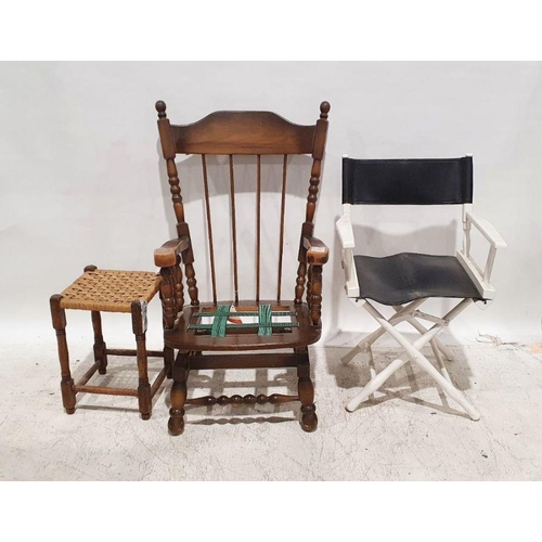 1092 - Director's-style chair, a string-topped stool and a rocking chair (3)