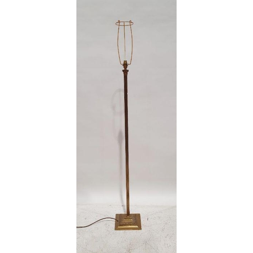 1122 - Modern brass standard lamp of corinthian column form, 128cm high