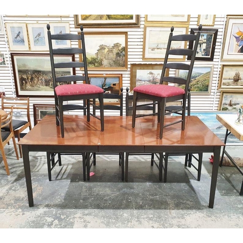 1148 - 20th century Canadian stained maple extending table and six ladderback boardroom chairs (7)