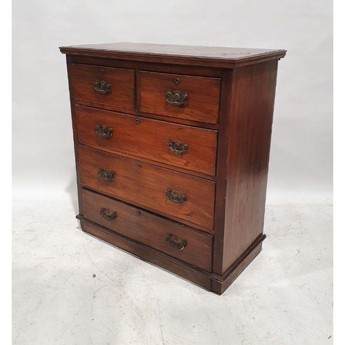 1157 - Early 20th century walnut chest of two short over three long drawers, 103cm x 95.5cm x 48cm