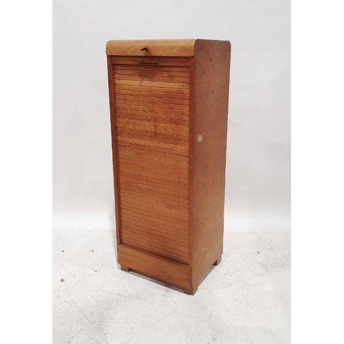 1159 - 20th century tambour-fronted filing cabinet on square feet, 115cm x 44cm x 36cm, a small oak chest o... 