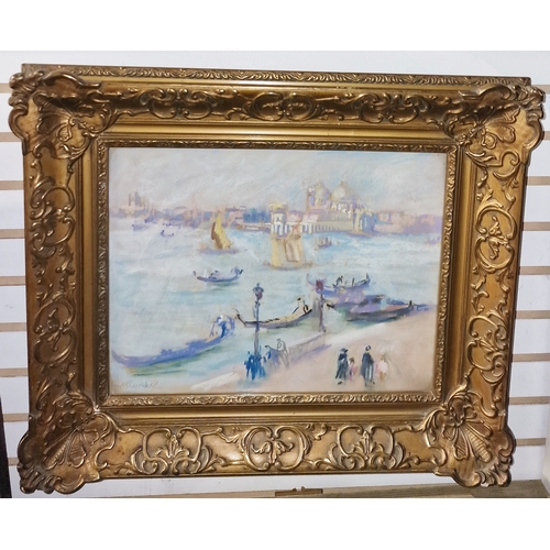 461 - Paul Paeschke (1875-1943)
 Pastel
 Venetian scene, signed indistinctly lower left, 26cm x 34cm