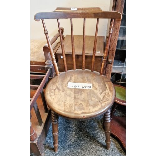 1106 - Piano stool, a modern four-section canterbury raised on brass castors and a chair (3)