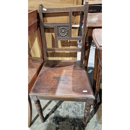 1185 - 20th century mahogany drop-leaf table on shaped supports and a side chair (2)