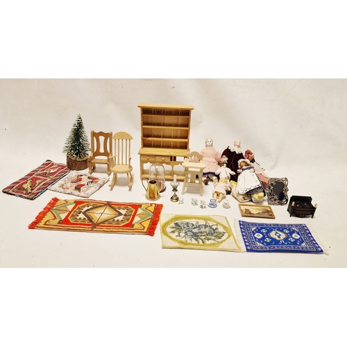 615 - Cream two story doll's house with a large collection of dolls, dolls house furniture to include cera... 