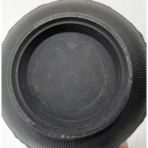 10 - Black basalt bowl in the manner of Wedgwood with decorated rim, the body with applied moulded scenes... 