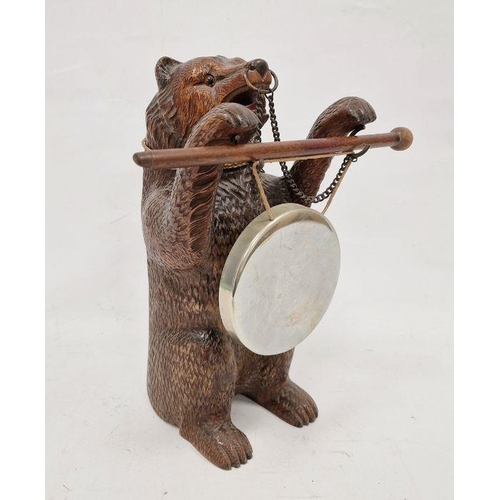 110 - Black forest carved bear as a dinner gong, 31 cm high