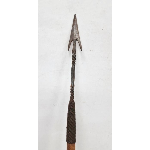 141 - Spear with iron head and wooden shaft