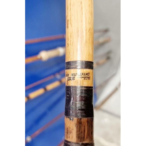 145 - Vintage  B James and Son two piece cane fishing rod, a B James and Son, Richard Walker signature Avo... 