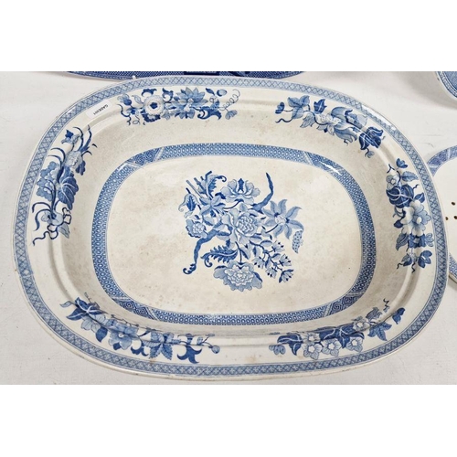 15 - Assorted blue and white meat plates and tureens to include willow meat plate, Staffordshire, willow ... 