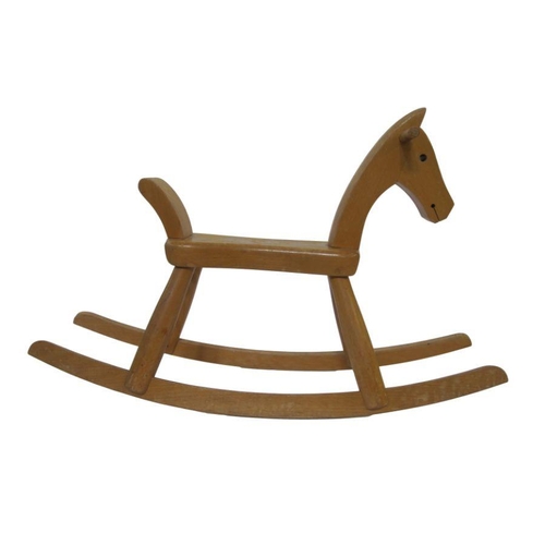 182 - Vintage Danish handmade wooden rocking horse by Kay Bojesen, 1950/60s, stamped to base of seat 