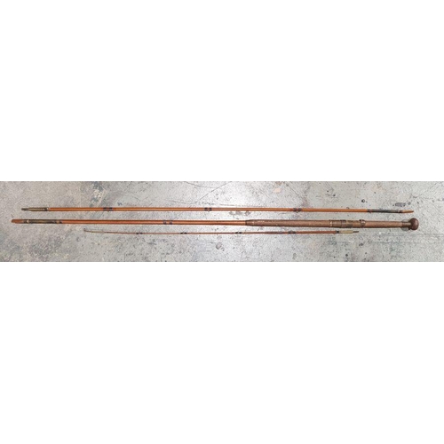 185 - Three piece fishing rod marked 'Farlow, Makers, 121 Strand London' together with a cane 3 piece rod