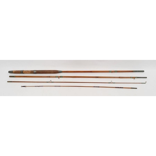 185 - Three piece fishing rod marked 'Farlow, Makers, 121 Strand London' together with a cane 3 piece rod