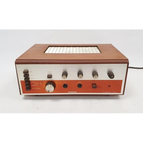 194 - Rogers Ravensbourne vintage 1960's hifi stereo amplifier with teak case and two tone fascia, serial ... 