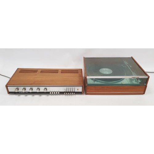 198 - Vintage HMV turntable, manufactured by Lenco, housed in a teak case, model no.2405 and a HMV vintage... 