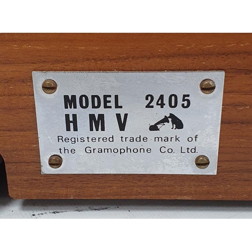 198 - Vintage HMV turntable, manufactured by Lenco, housed in a teak case, model no.2405 and a HMV vintage... 