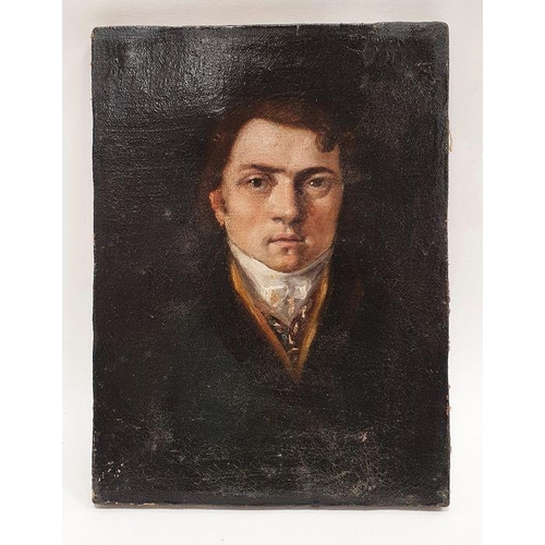 214 - 19th century school
 Oil on canvas
 Head and shoulders portrait study, figure in white cravat and wh... 