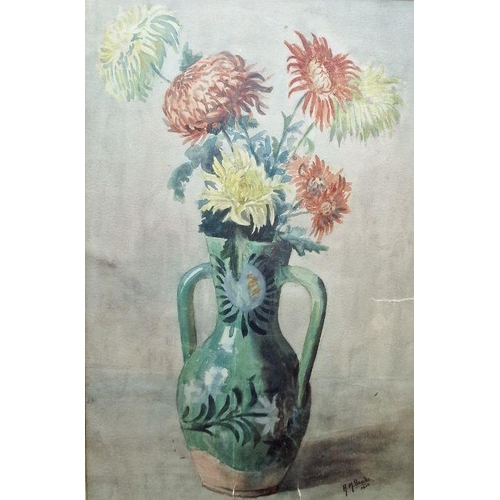 228 - H M Slade
 Watercolour
 Still life study of flowers in vase, signed and dated 1916 lower right, 50cm... 