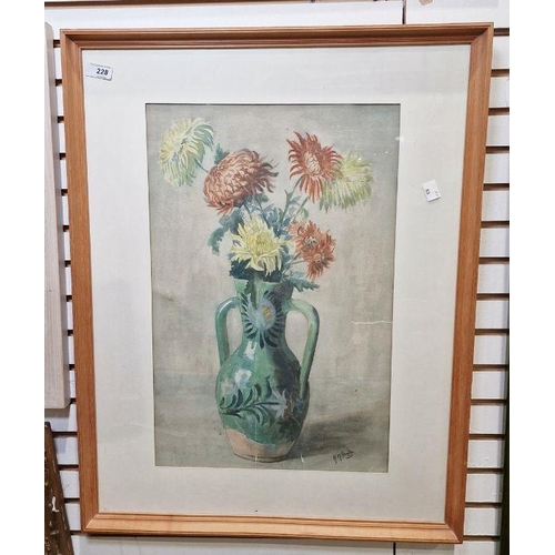 228 - H M Slade
 Watercolour
 Still life study of flowers in vase, signed and dated 1916 lower right, 50cm... 