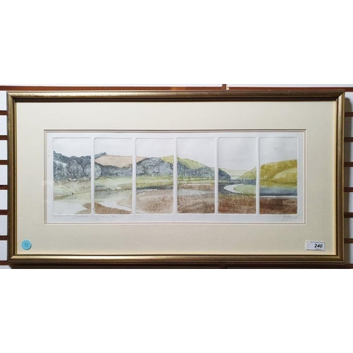 240 - 20th century school 
 Lithographic study
 Estuary scene, indistinctly titled and dated 87 lower left... 