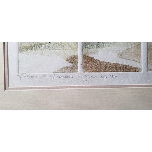 240 - 20th century school 
 Lithographic study
 Estuary scene, indistinctly titled and dated 87 lower left... 