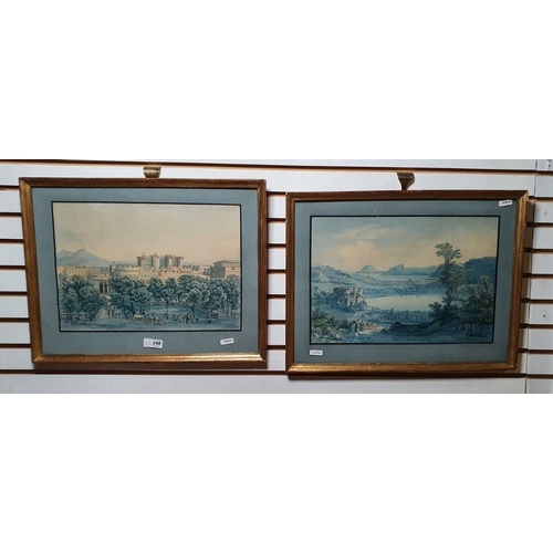 248 - 19th century school
 Two watercolours and pen 
 Landscapes, unsigned (2)