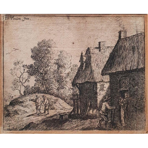 249 - After D Teniers 
 Engraving 
 Dancing couple and another engraving 
 Beate
 Watercolour gouache 
 St... 