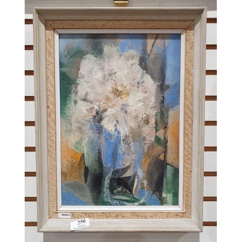 256 - 20th century school
 Oil on panel 
 Abstract flower in vase, unsigned, 32cm x 22cm