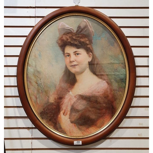 266 - Koller Kutacha 
 Watercolour 
 Portrait study, set in oval, signed left, 57cm x 47.5cm