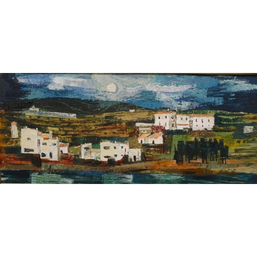 273 - Pamela Nash (b.1925)
 Oil on board
 Continental houses, indistinctly signed lower right, 44cm x 102c... 