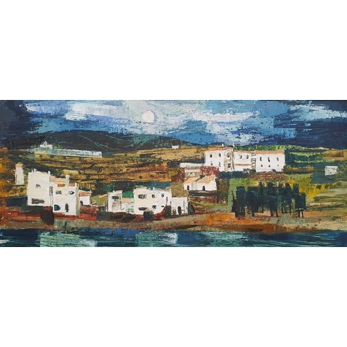 273 - Pamela Nash (b.1925)
 Oil on board
 Continental houses, indistinctly signed lower right, 44cm x 102c... 