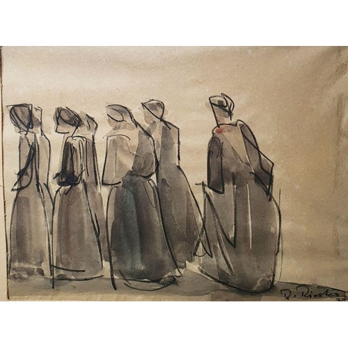 274 - Attributed to Rudolf Riester (1904-1999)
 Watercolour drawing
 Procession, indistinctly signed and d... 