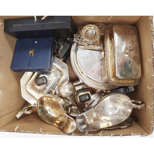 280 - Various silver-plate to include a two-handled urn, teaset, candlesticks, trays, butter dishes, etc (... 