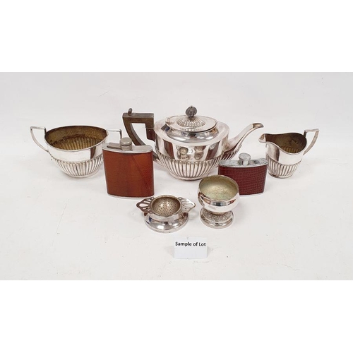 281 - Quantity of plated flatware, some cased sets, teapot, two-handled sugar bowl and milk jug (1 box)