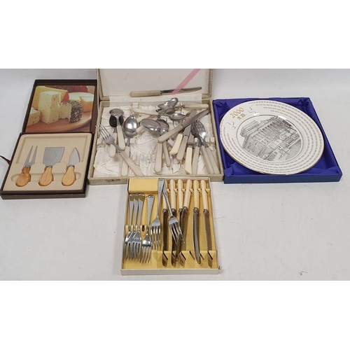 282 - Quantity of cased flatware, some loose, plated trays, souvenir spoons (2 boxes)