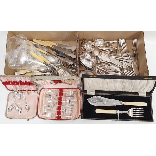 287A - Quantity of EPNS and yellow-handled table flatware, some boxed (2 boxes)