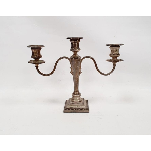 308 - 1920's weighted silver three-branch candelabrum, Birmingham 1928, makers mark worn, 22cm high