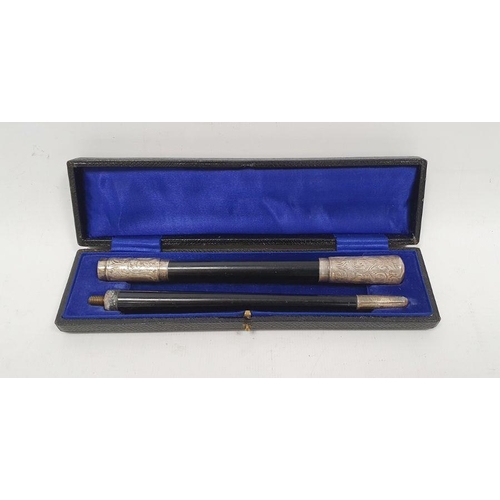 315 - 1920's silver-mounted ebonised baton, London 1926, maker Thomas William Daniels, in fitted case, 31.... 