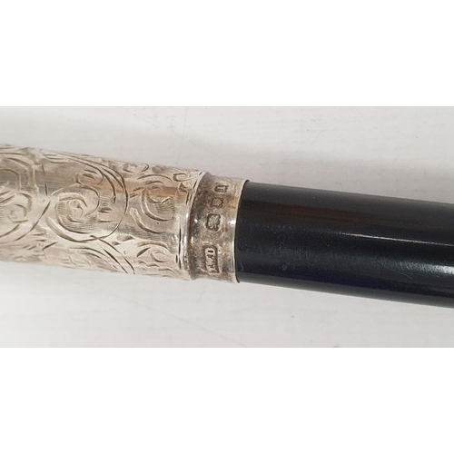 315 - 1920's silver-mounted ebonised baton, London 1926, maker Thomas William Daniels, in fitted case, 31.... 